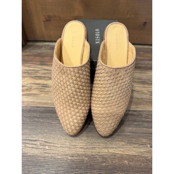 Nisolo Ama Woven Leather Mule slides 9.5 Almond - Picture 1 of 8